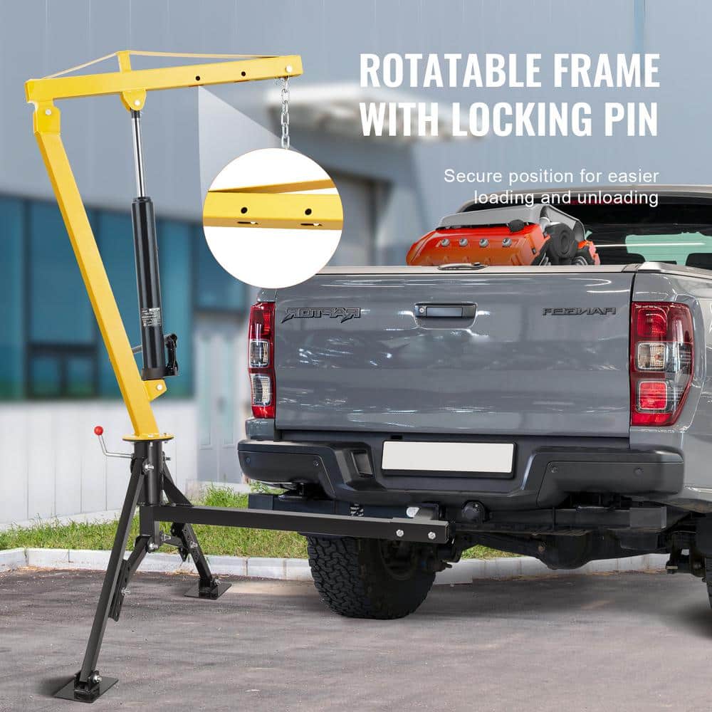 Heavy-Duty Yellow and Black Hydraulic Pickup Truck Crane
