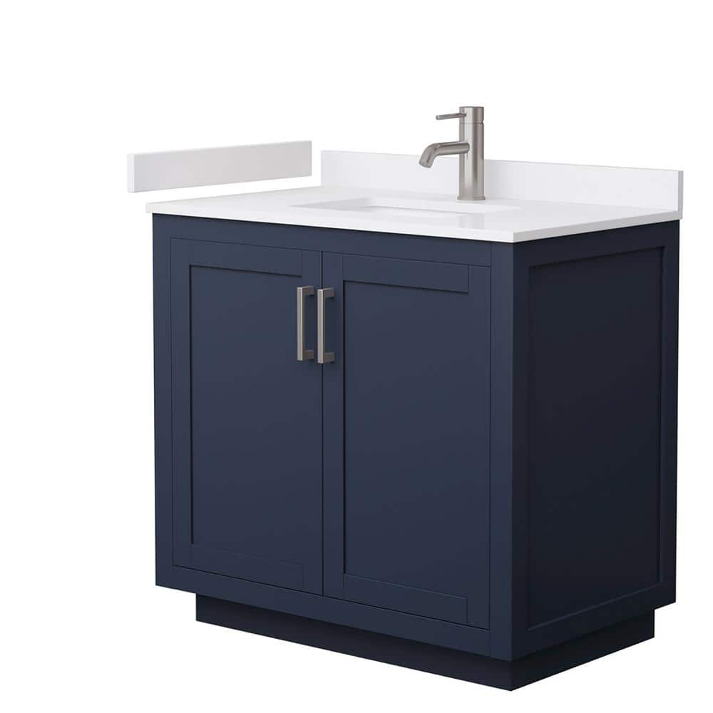 Wyndham Collection Miranda 36 in. W Single Bath Vanity in Dark Blue ...