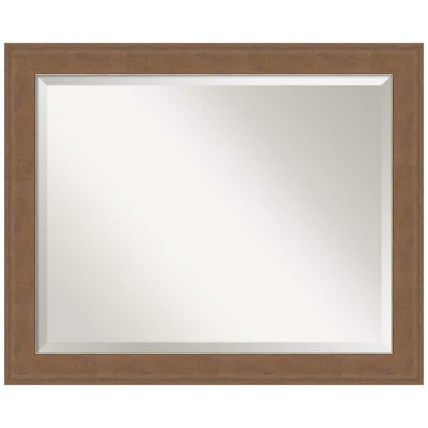 Amanti Art Medium Rectangle Alta Medium Brown Beveled Glass Casual Mirror (26.5 in. H x 32.5 in. W)
