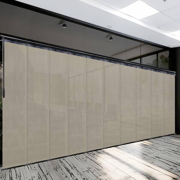 EMOH Soot 120 in. - 218 in. W x 116 in. L Adjustable 10-Panel Black Double Rail Panel Track with 23.5 in. Slates