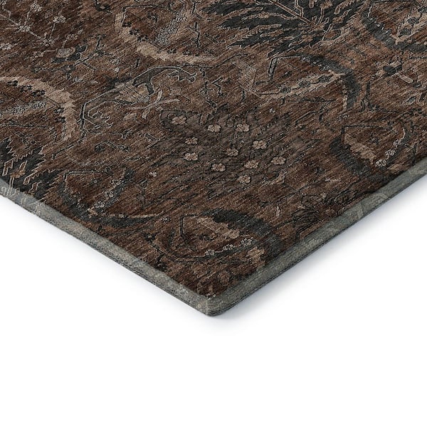 Mayfield Premium Machine Washable Abstract AMF1082 Fudge 9 ft. x 12 ft. Area Rug