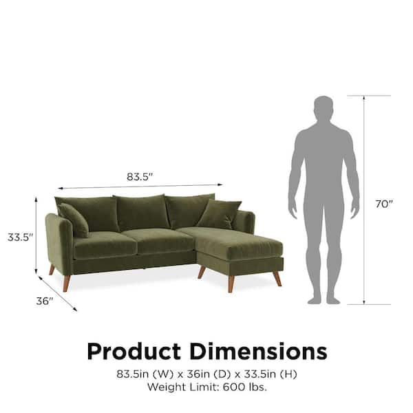 Magnolia Sectional Sofa With Pillows - Novogratz : Target
