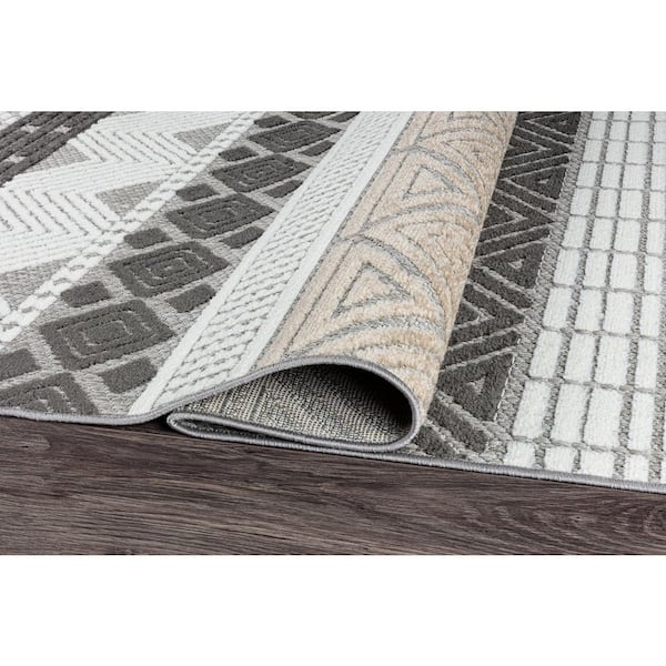 Marbella Contemporary Boho Gray 5 ft. x 7 ft. Indoor/Outdoor Area Rug