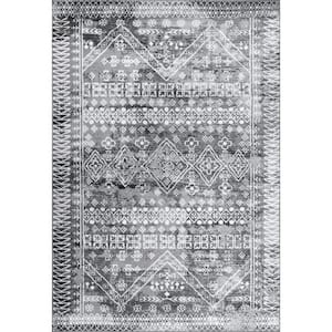 Frances Moroccan Stripes Light Gray Doormat 3 ft. x 5 ft. Area Rug