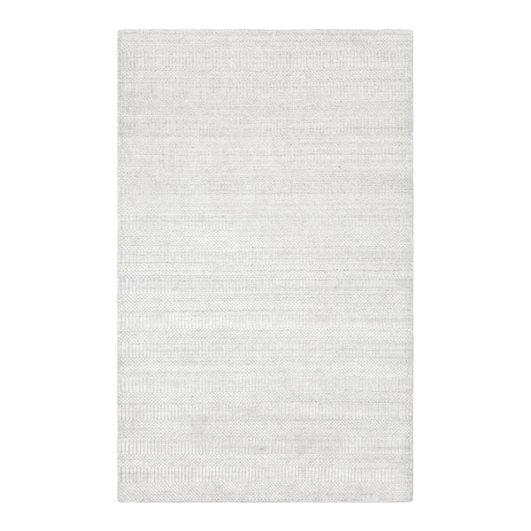 Solo Rugs Sanam Contemporary Solid Ivory 9 ft. x 12 ft. Hand Loomed Area Rug