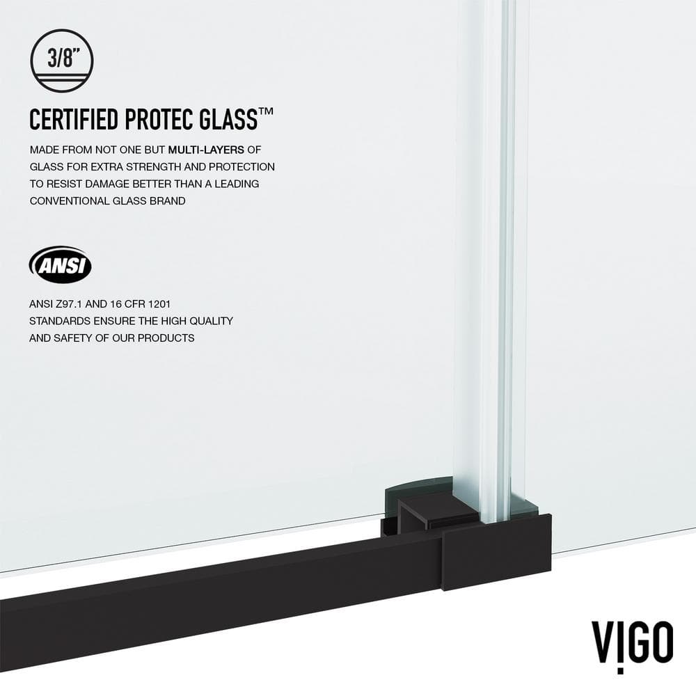 Hamilton 60" Matte Black Frameless Sliding Tub Door with Clear Glass