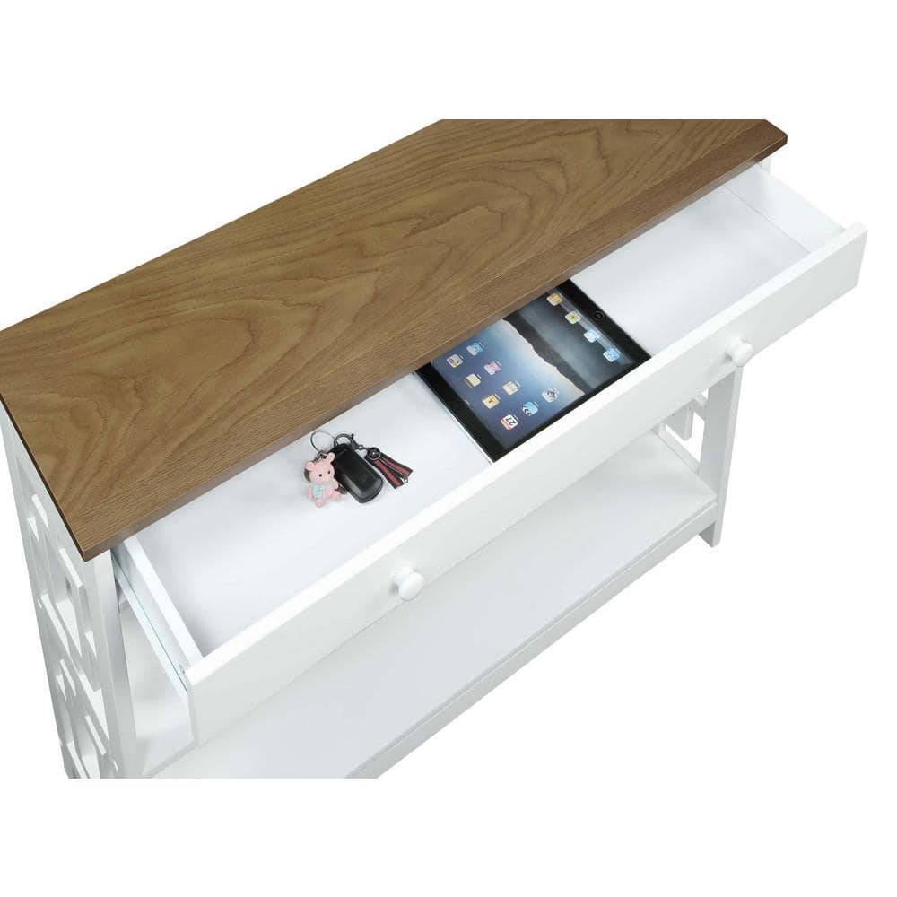 Town Square Chic White/Driftwood Console Table with Storage