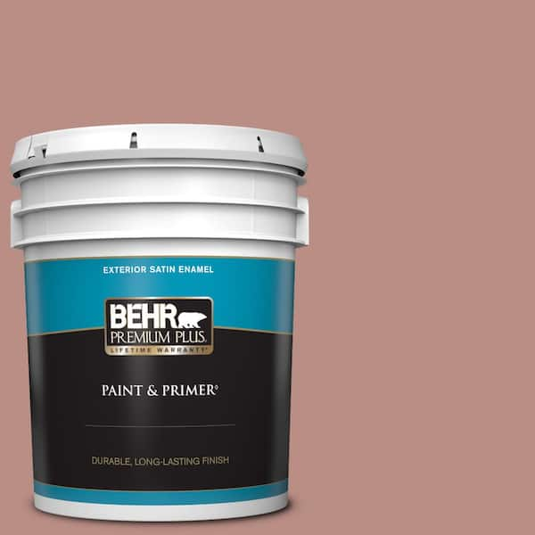 BEHR PREMIUM PLUS 5 gal. #170F-5 Brick Dust Satin Enamel Exterior Paint & Primer