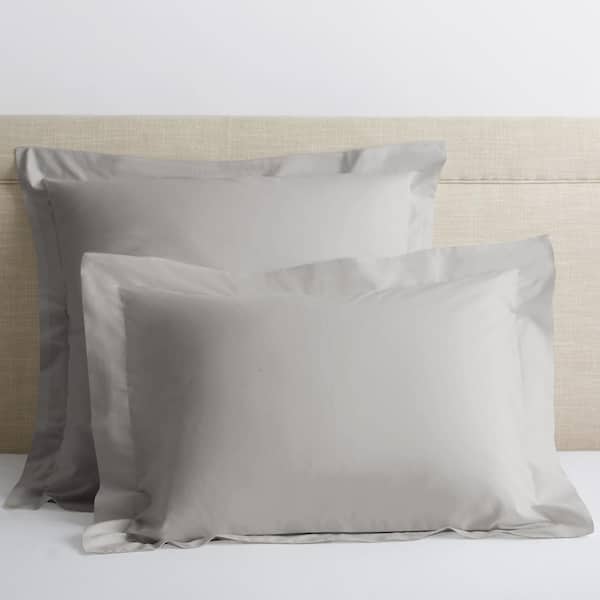 The Company Store Company Cotton Gray Smoke Solid 300-Thread Count Cotton Percale Euro Sham