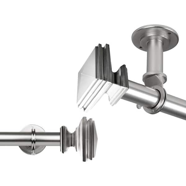 Rod Desyne Bedpost Ceiling 66 in. - 120 in., 1 in. Dia Single Curtain Rod/ Room Divider in Satin Nickel