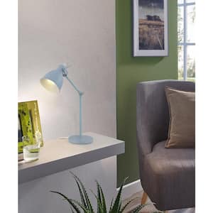 Priddy 6.125 in. W x 17 in. H 1-Light Pastel Light Blue Desk Lamp with Adjustable Lamp Head