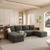 Harper & Bright Designs 123.6 in. Chenille Modular U-Shape Sectional Sofa in. Gray with 2-Ottomans, 2-Cup Holders, 6-Seat with Storage GCSFS00011