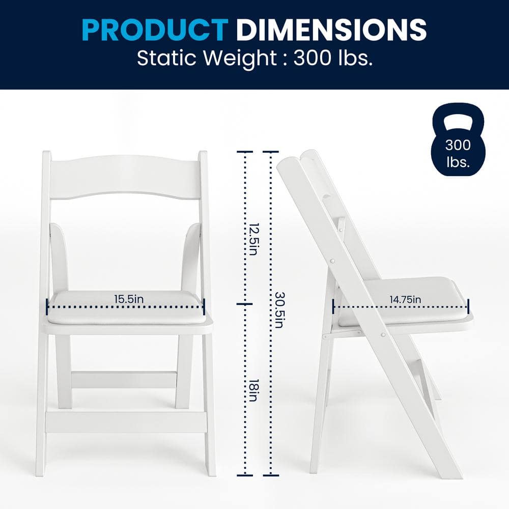 Hercules Series 30.5" White Beechwood Folding Chair with Vinyl Seat