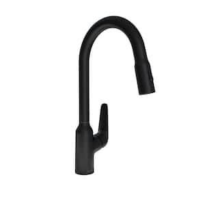 Focus N Single Handle Pull Down Sprayer Kitchen Faucet with QuickClean in Matte Black