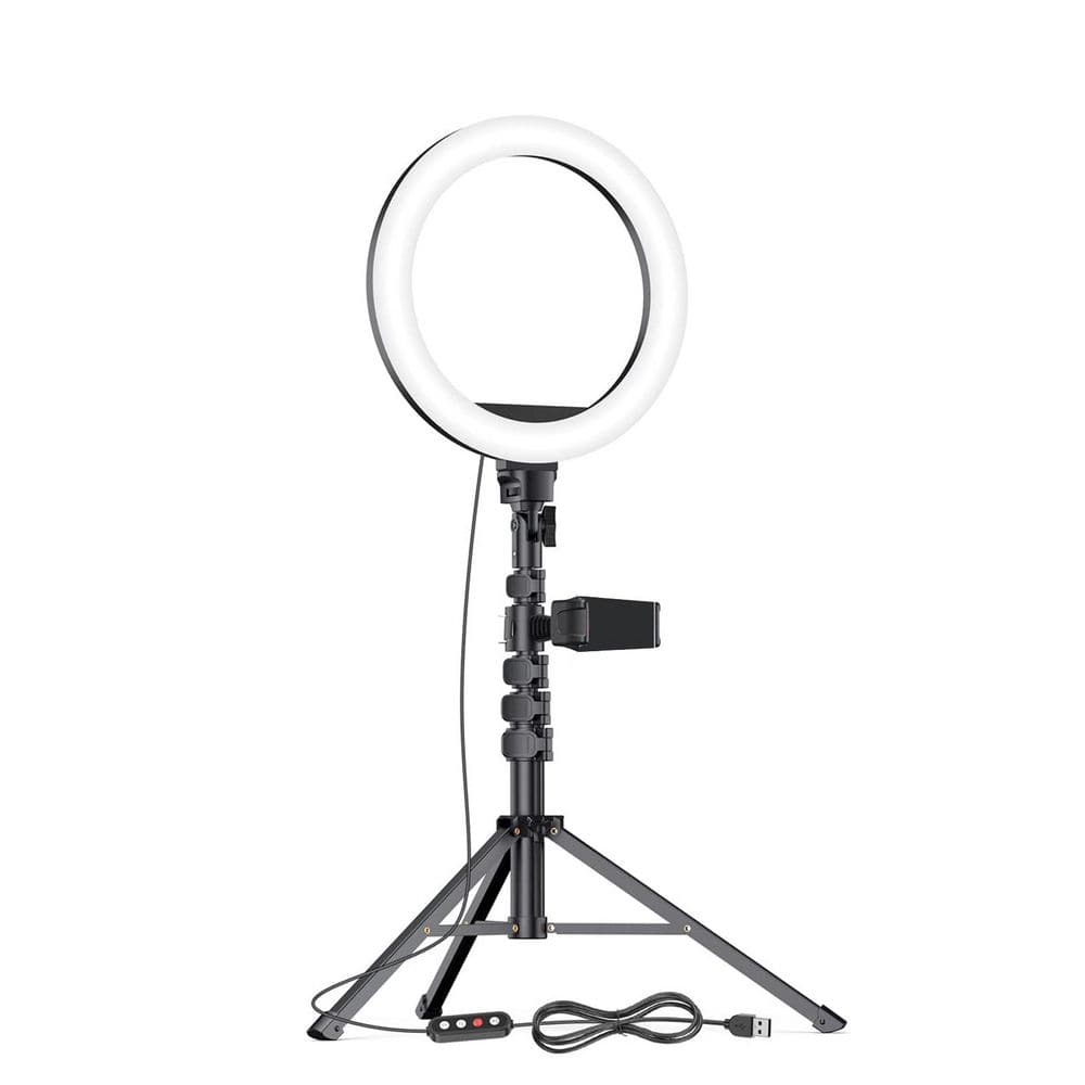 10.2 in. Black Ring Light with 65 in. Adjustable Tripod Stand Phone Holder Dimmable LED for Streaming Makeup price history on PriceWatchPro