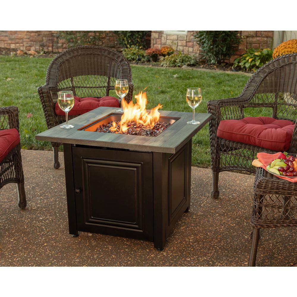 30" Black and Brown Steel and Resin Outdoor Fire Pit