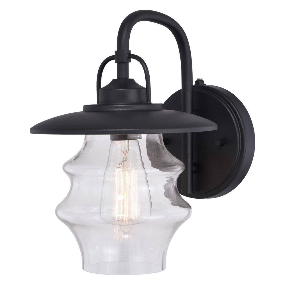 Glenn Vintage Coastal Charm Textured Black Outdoor Lantern