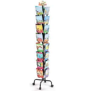 Magazine Display Stand, 32-Pockets Brochure Display Stand 360° Spinning Rack with Magazine Rack Holder