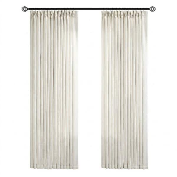 Natural Linen Polyester 40 in. W x 96 in. L Back Tab Light Filtering Curtain (Set of 2)