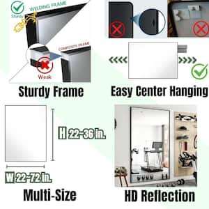 28 in. W x 60 in. H Rectangle Framed Black Tempered Glass Wall-Mounted Full Mirror