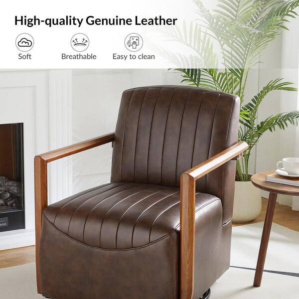 Kyrie leather discount swivel accent chair