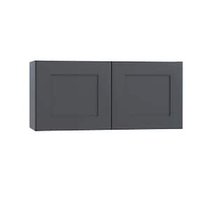 Newport 36 in. W x 12 in. D x 15 in. H Assembled Plywood Wall Bridge Kitchen Cabinet in Deep Onyx with Soft Close