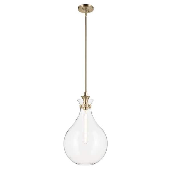 Laria 14 in. 1 Light Pendant with Clear Glass in Champagne Bronze