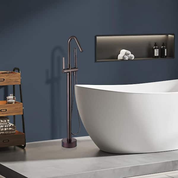 Satico 43-3/4 in. Single-Handle Freestanding Tub Faucet with Handheld Shower in Oil Rubbed Bronze