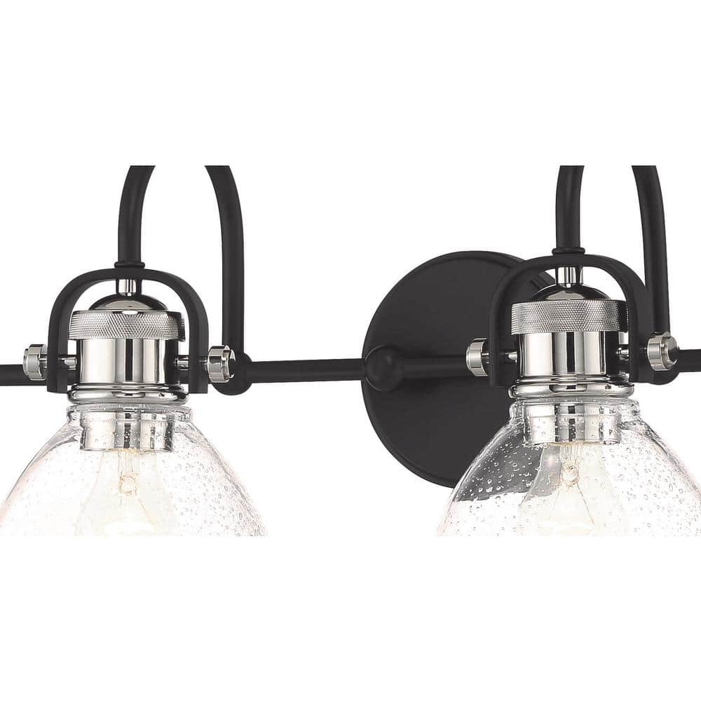 Monico 4-Light Coal and Polished Nickel Vanity Light with Clear Seeded Glass