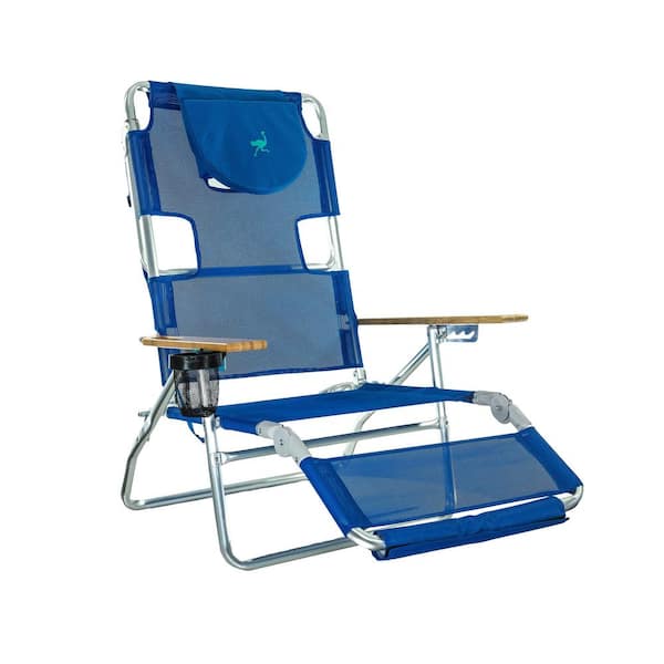 Ostrich 3-in-1 Blue Aluminum Folding Beach Chair