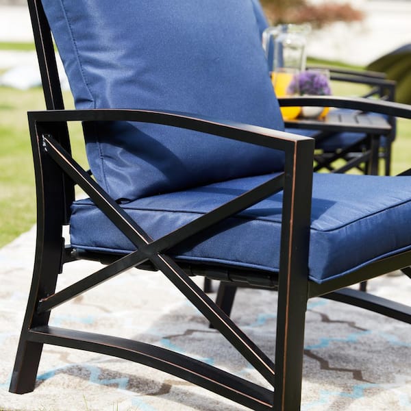 Patio Festival 5-Piece Metal Patio Conversation Set with Blue Cushions  PF19000-030-B - The Home Depot