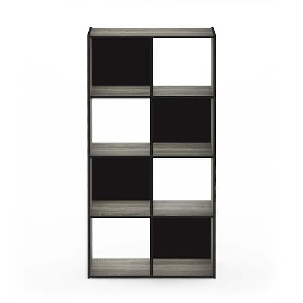 Furinno Pelli 47.72 in. French Oak Gray Wood 8-shelf Cube Bookcase with Open Back