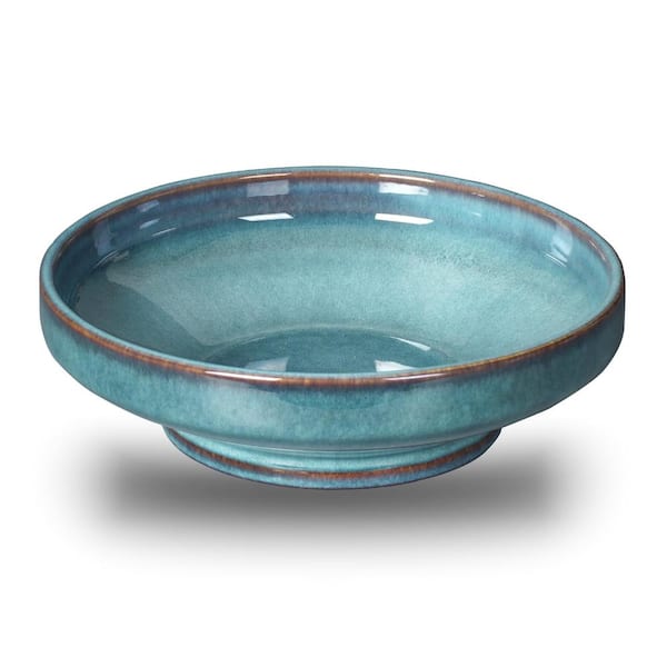 10.2 in Ceramic Decorative Footed Fruit Bowl for Kitchen Counter and Table Centerpiece with Reactive