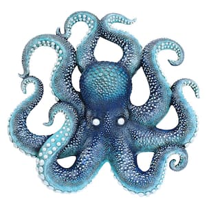 15.5 in. H Deadly Blue Octopus of the Coral Reef Wall Sculpture