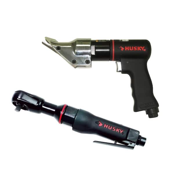 Husky 2-Piece Air Tool Kit with 3/8 in. Air Ratchet Wrench and 1800 SPM 18-Gauge Air Shears-DISCONTINUED