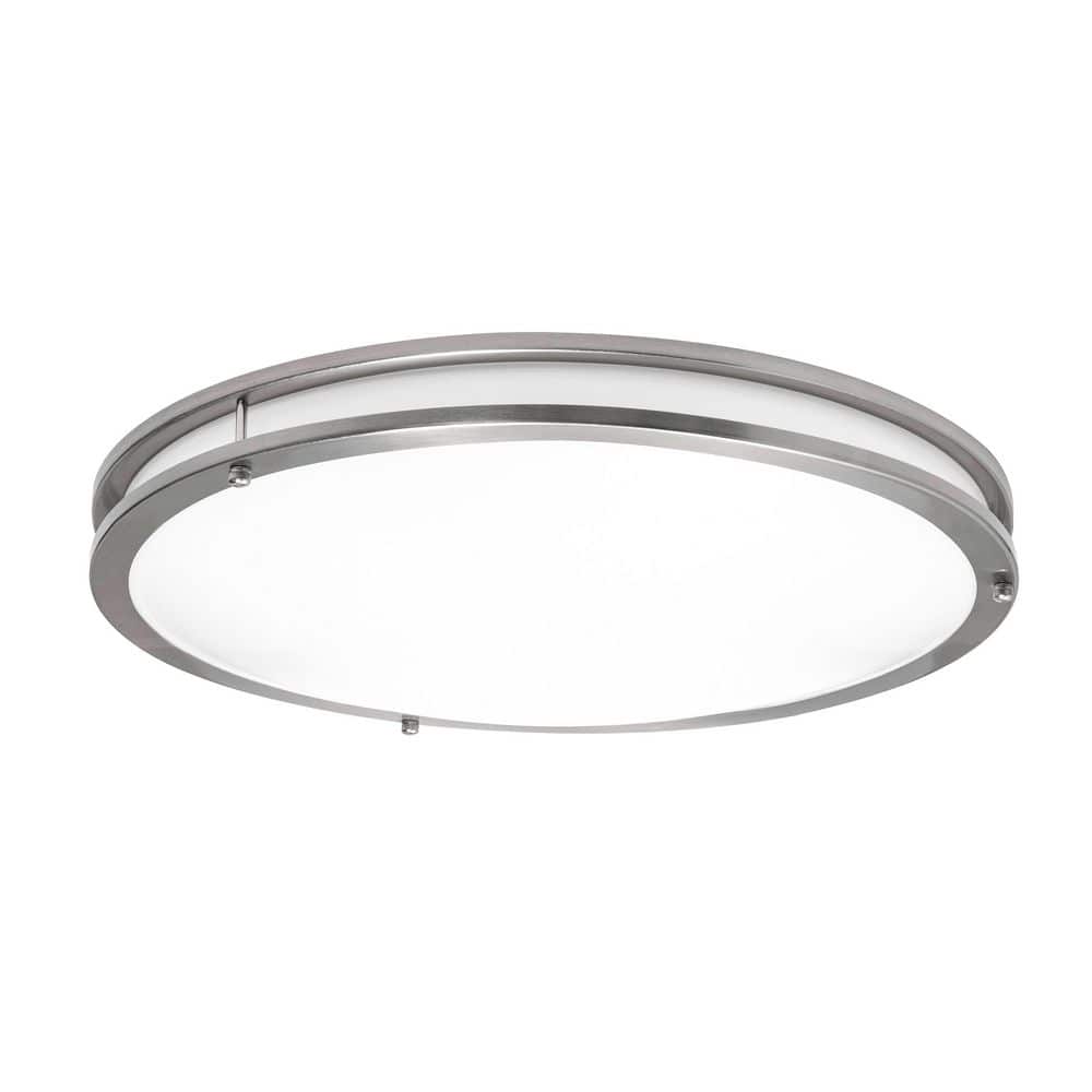Carlisle 18 in. Satin Nickel Integrated LED Flush Mount with White Acrylic Shade price history on PriceWatchPro