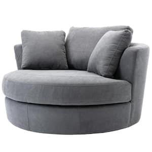 Dark Gray Elegant Round Swivel Barrel Chair