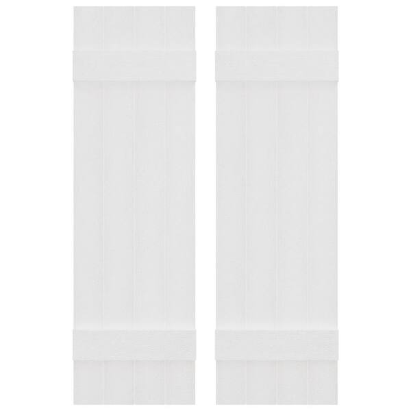Builders Edge 14 in. W x 39 in. H Vinyl Exterior Joined Board and Batten Shutters Pair in White