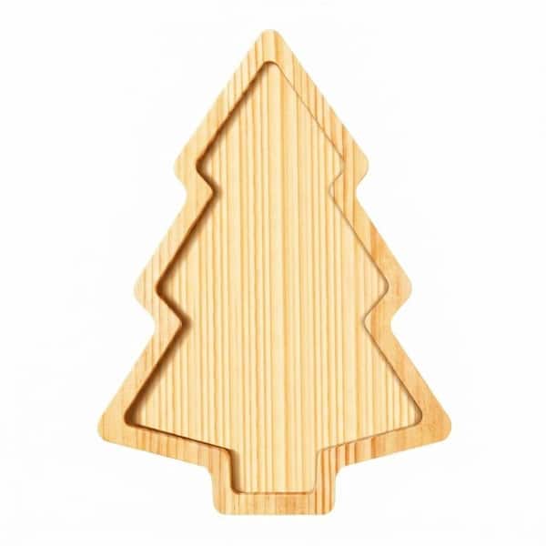 KHKFY Ceramic 2-Piece Wooden Christmas Charcuterie Board Set 14.17
