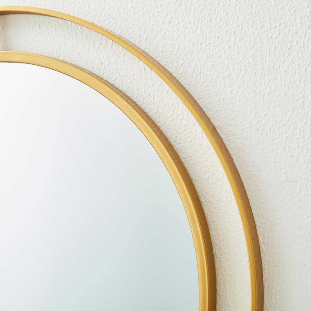 Deluxe Round Gold & Silver Iron Frame 24" Wall Mirror
