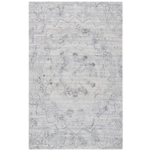 Abstract Ivory/Black 2 ft. x 3 ft. Distressed Medallion Area Rug