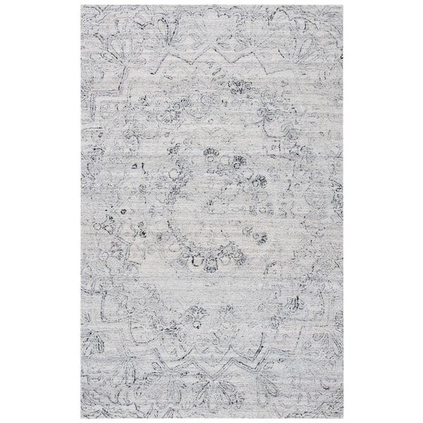 SAFAVIEH Abstract Ivory/Black Doormat 2 ft. x 3 ft. Distressed Medallion Area Rug