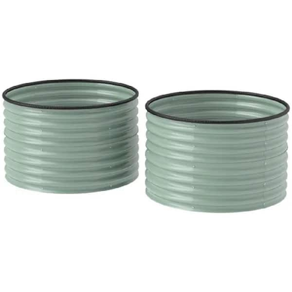 35 in. L x 35 in. W x 22 in. H Light Green Galvanized Steel Raised Beds (Set of 2)