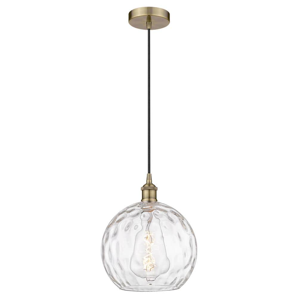Athens Water Glass 60-Watt 1-Light Antique Brass Standard Mini Pendant Light with Clear Glass Shade, No Bulbs Included price history on PriceWatchPro