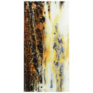 "Granite I A" Frameless Free Floating Reverse Printed Tempered Art Glass Wall Art, 72 in. x 36 in.