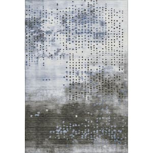 Mayfield Premium Machine Washable Abstract AMF1995 Denim 3 ft. x 4 ft. Area Rug
