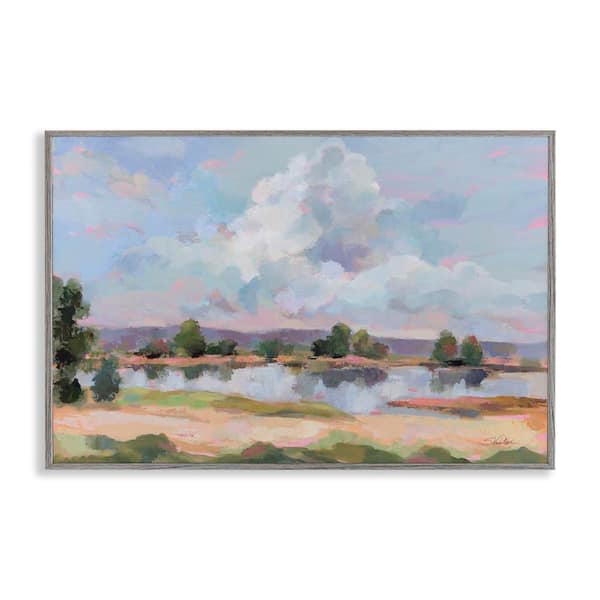 Stupell Industries River View Overhead Clouds by Silvia Vassileva Gray Framed Nature Giclee Art Print 16 in. x 24 in.