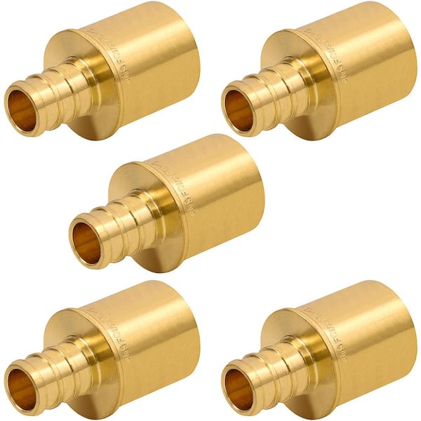 PLUMBFLEX 3/4in. Brass Female Sweat Copper Adapter x 1/2 in. Pex Barb Pipe Fitting (5-Pack)