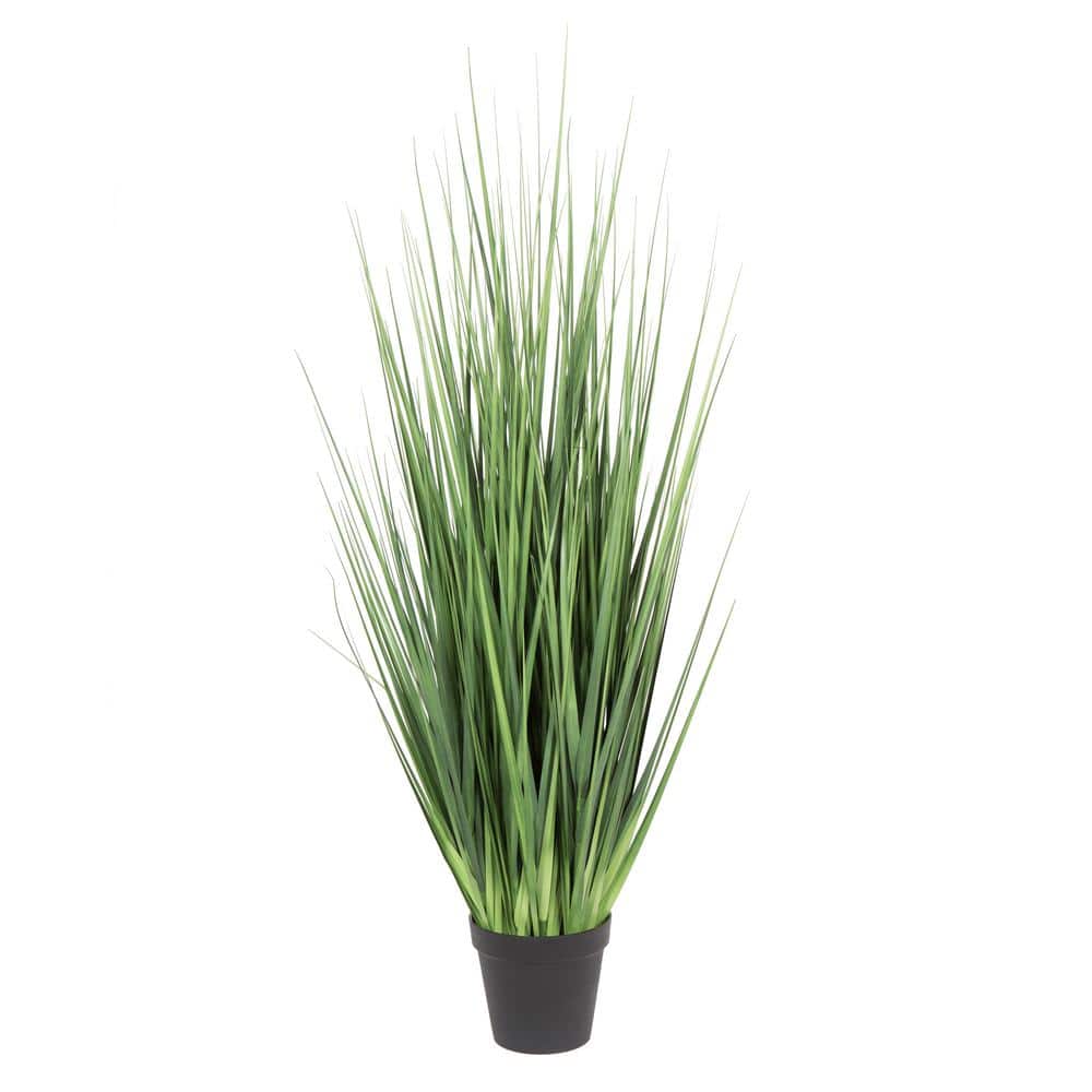 60" Tall Green Faux Grass in Black Plastic Pot
