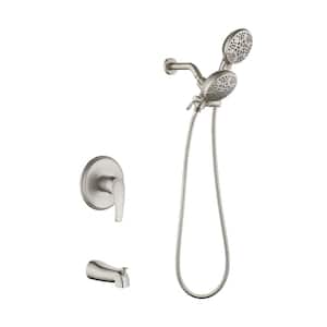 2 In-1 Single -Handle 49-Spray Tub and Shower Faucet with 4.72 in. Shower Head 1.8 GPM in. Brushed Nickel Valve Included